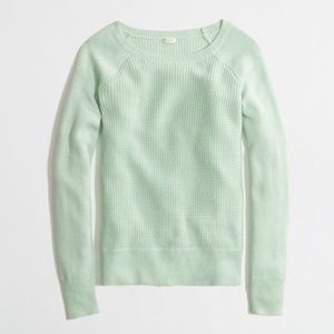 Mint Green Waffle Knit Sweater -  J Crew
